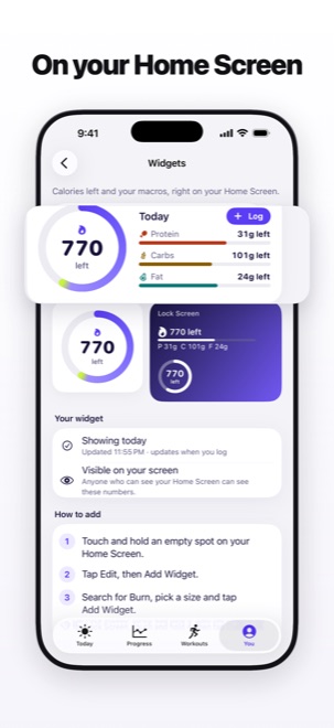 Burn App Store image: Widgets